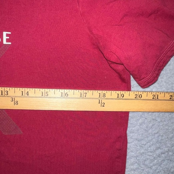 AX Armani Exchange T Shirt Men's Size Medium Red Bordeaux Spell Out Logo Tee - Picture 6 of 7